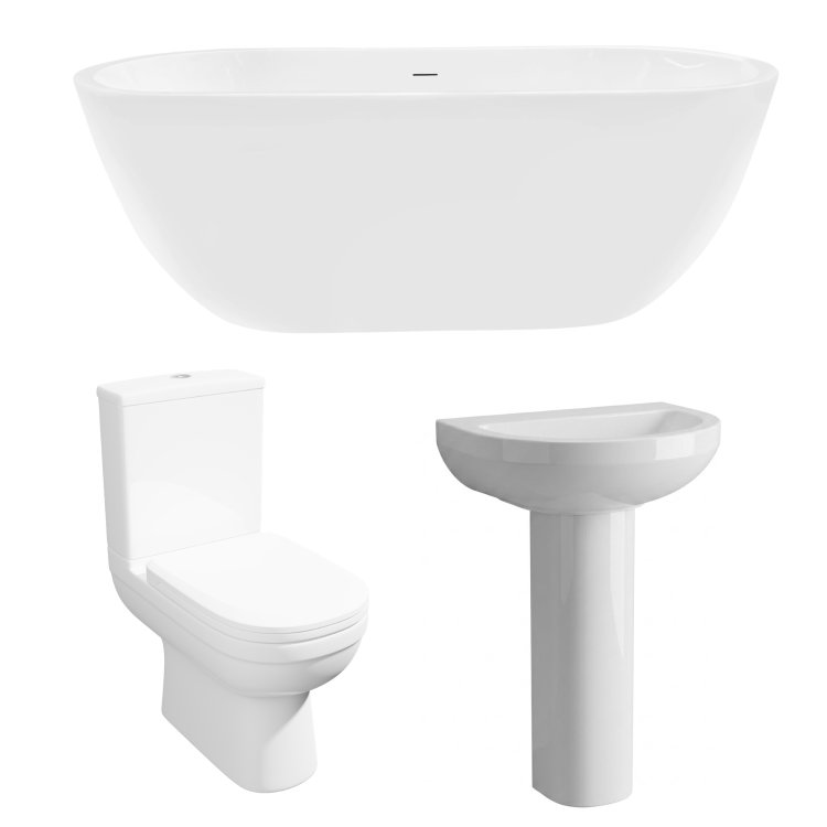 Modern Freestanding 1400mm Bath Suite with Toilet & Basin - Lisbon