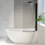 Freestanding Shower Bath Single Ended Right Hand Corner with Black Bath Screen 1650 x 740mm - Lisbon