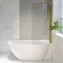 Freestanding Shower Bath Single Ended Right Hand Corner with Brass Bath Screen 1650 x 740mm - Lisbon