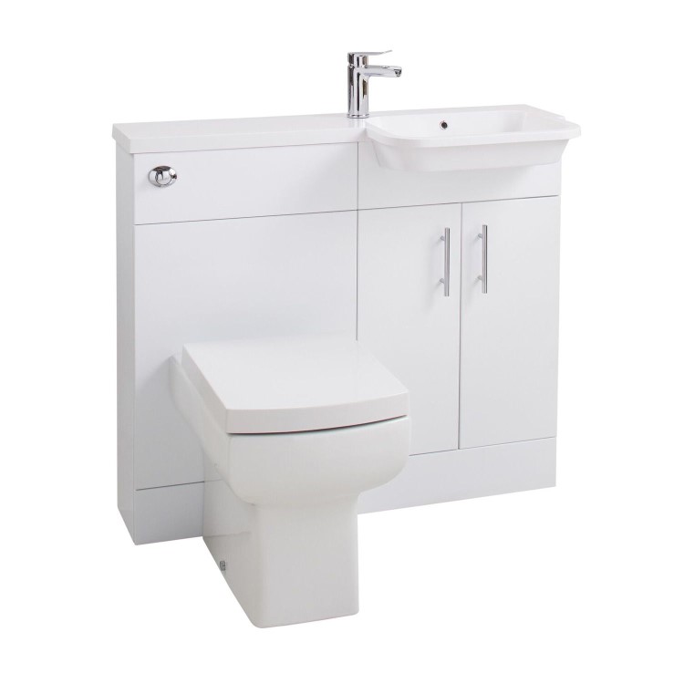 White Right Hand Cloakroom Suite - W1000mm