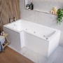 L Shaped Whirlpool Spa Shower Bath with 14 Whirlpool Jets, Front Panel & Chrome Bath Screen, Left Hand 1700 x 850mm - Lomax