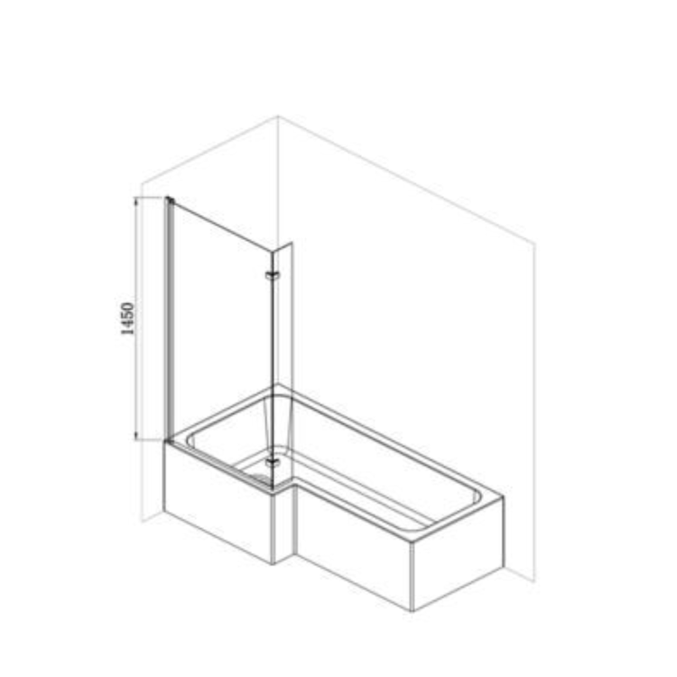 L Shape Left Hand Whirlpool Spa Shower Bath with 14 Whirlpool Jets with Front Panel & Chrome Bath Screen 1700 x 850mm - Lomax