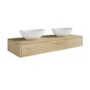 1200mm Oak Wood Effect Wall Hung Countertop Vanity Unit with Oval Basin - Lugo