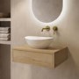 600mm Oak Wood Effect Wall Hung Countertop Vanity Unit with Oval Basin - Lugo