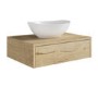 600mm Oak Wood Effect Wall Hung Countertop Vanity Unit with Oval Basin - Lugo