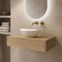 800mm Oak Wood Effect Wall Hung Countertop Vanity Unit with Oval Basin - Lugo
