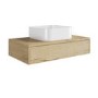 800mm Oak Wood Effect Wall Hung Countertop Vanity Unit with Curved Square Basin - Lugo