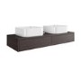 1200mm Walnut Wall Hung Countertop Vanity Unit with Curved Square Basin - Lugo