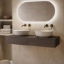 1200mm Walnut Wood Effect Wall Hung Double Countertop Vanity Unit with Basin- Lugo