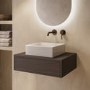 600mm Walnut Wall Hung Countertop Vanity Unit with Square Basin - Lugo