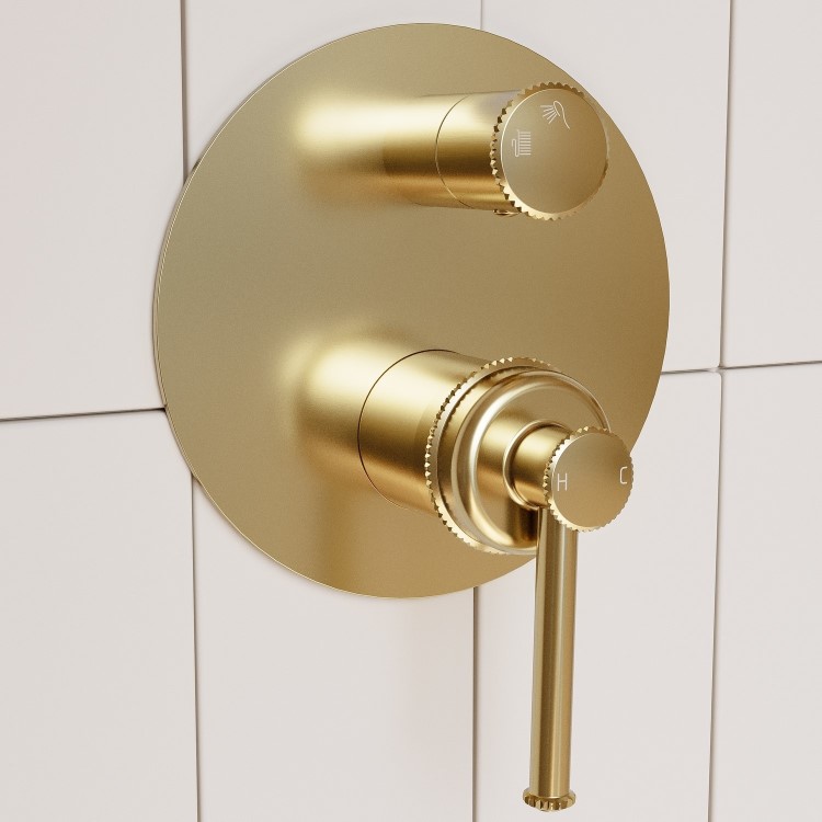 Brushed Brass Bath Filler Tap with Concealed Valve - Lyla