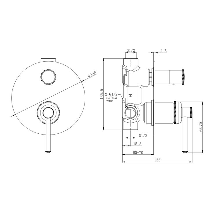 Brushed Brass Bath Filler Tap with Concealed Valve - Lyla