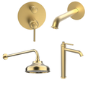 Brushed Brass Tall Basin Mixer Tap & Bath Filler Tap with Concealed Valve Pack - Lyla