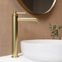 Brushed Brass Tall Basin Mixer Tap & Bath Filler Tap with Concealed Valve Pack - Lyla