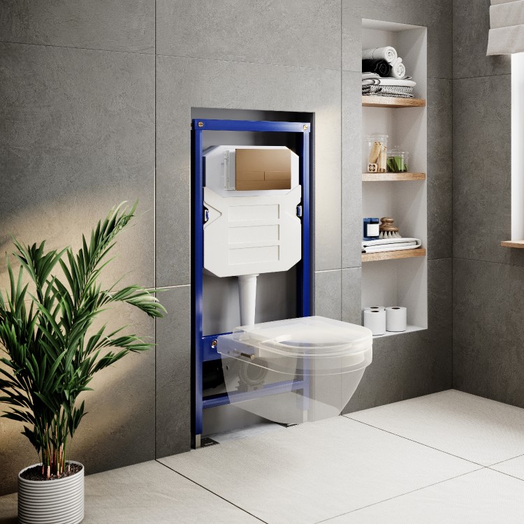 1180mm Wall Hung Toilet Frame & Bronze Dual Flush Plate with Concealed Cistern - Live Your Colour