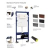 Concealed Cistern 1180mm Wall Hung Toilet Frame with Flush Plate in Brushed Bronze - Live Your Colour
