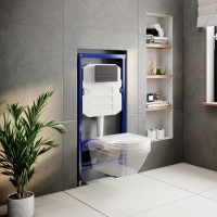 1180mm Wall Hung Toilet Frame & Gunmetal Dual Flush Plate with Concealed Cistern - Live Your Colour 1180mm Wall Hung Toilet Frame & Gunmetal Dual Flush Plate with Concealed Cistern - Live Your Colour