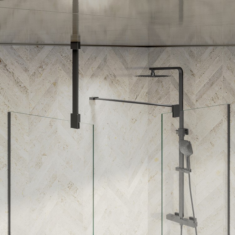 1400x900mm Gunmetal Grey Wet Room Shower Screen Enclosure - Live Your Colour