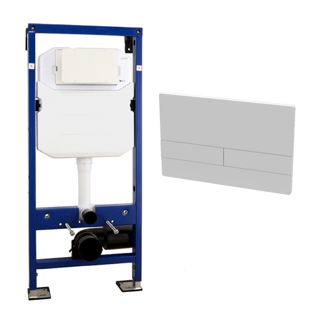 Concealed Dual Flush Cistern 1180mm Wall Mounted WC Frame with  Dual Flush Plate in White - Live Your Colour