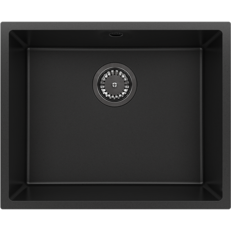 Single Bowl Undermount Black Granite Composite Kitchen Sink - Enza Madison