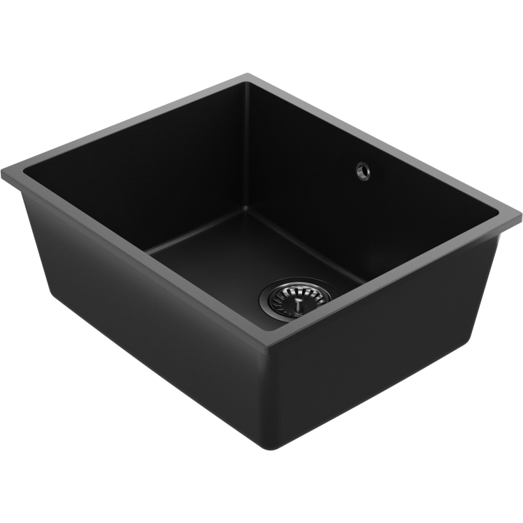 Single Bowl Undermount Black Granite Composite Kitchen Sink - Enza Madison