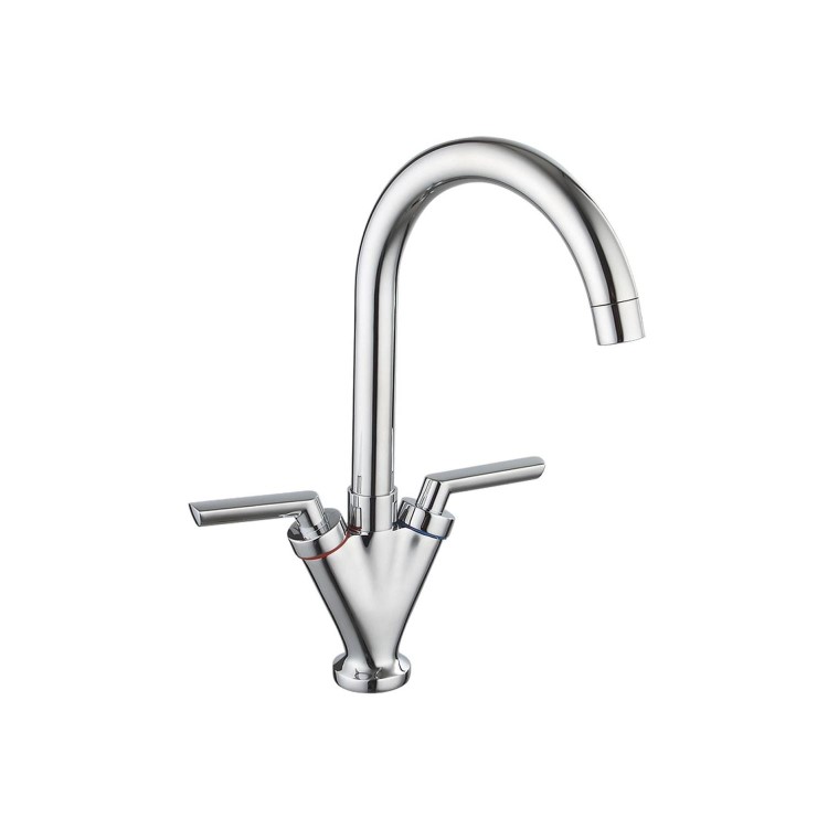 Chrome Dual Lever Kitchen Mixer Tap - Essence Hector