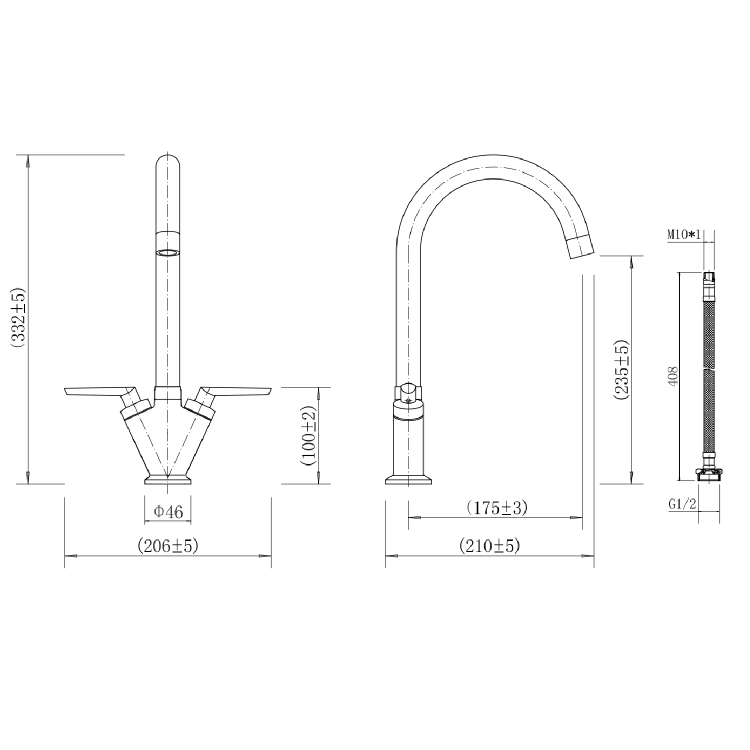 Chrome Dual Lever Kitchen Mixer Tap - Essence Hector
