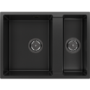 Black 1.5 Bowl Undermount Composite Kitchen Sink with Black Dual Lever Kitchen Mixer Tap - Enza maddison