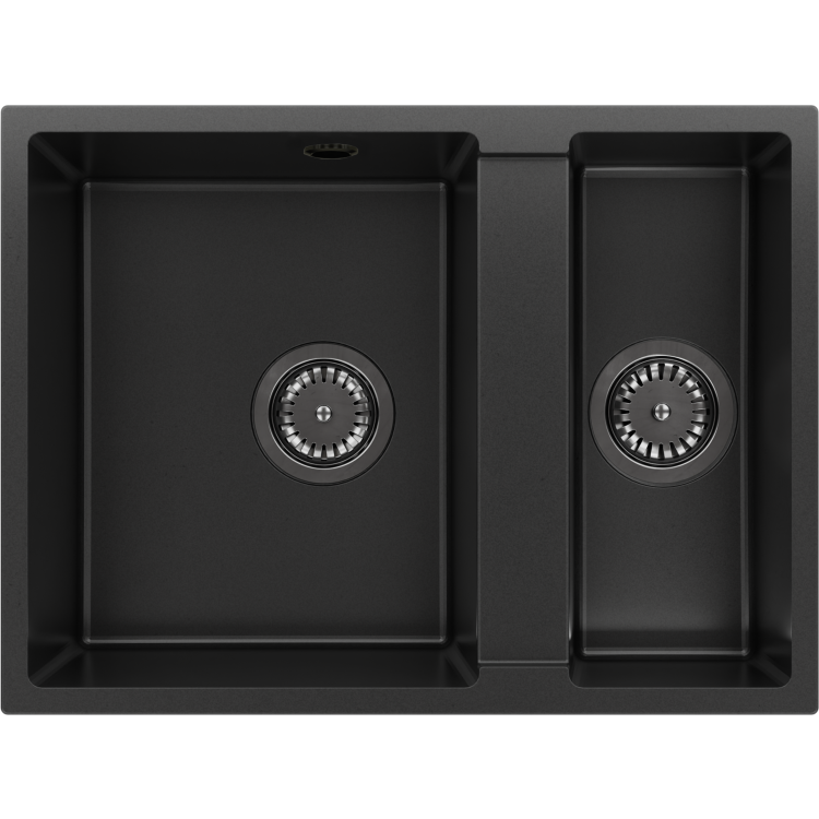 1.5 Bowl Undermount Black Granite Composite Kitchen Sink Reversible - Enza Madison