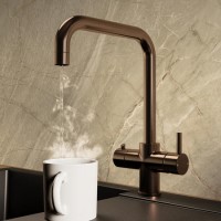 Brushed Bronze 3 in 1 Instant Boiling Hot Kitchen Mixer Square Tap with 3L Boiler - Pronto Vesta