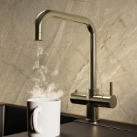 Brushed Brass 3 in 1 Instant Boiling Hot Kitchen Mixer Square Tap with 3L Boiler - Pronto Vesta