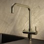 Brass 3 in 1 Instant Boiling Water Kitchen Tap & Black Undermount Workstation Sink with Accessories Set - Mae