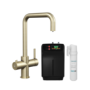 Brass 3 in 1 Instant Boiling Water Kitchen Tap & Black Undermount Workstation Sink with Accessories Set - Mae