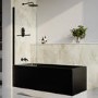 Matt Black Single Ended Shower Bath with Front Panel & Matt Black Screen with Towel Rail 1700 x 700mm - Malden