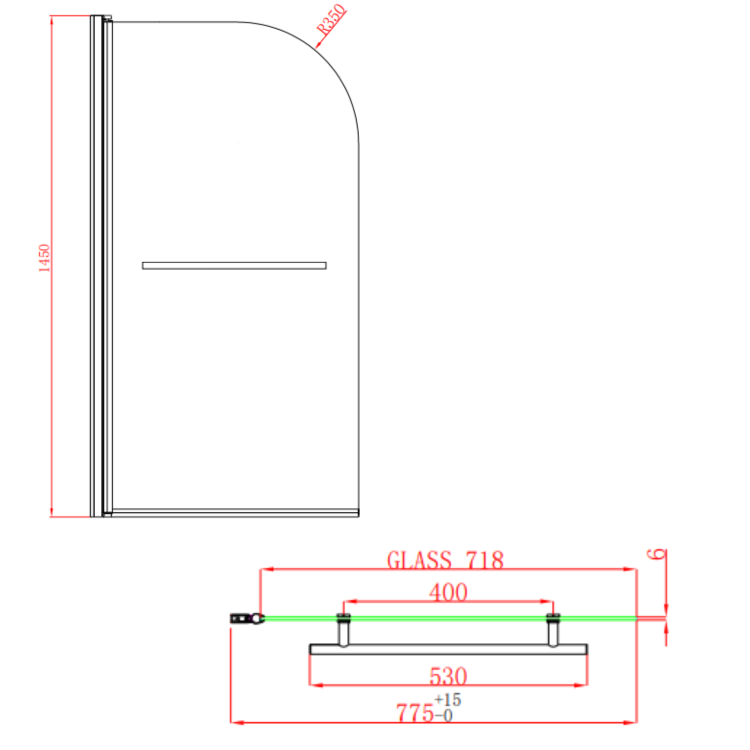 Matt White Single Ended Shower Bath with Front Panel & Chrome Screen 1700 x 700mm - Malden