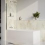 Matt White Single Ended Shower Bath with Front Panel & Chrome Screen with Towel Rail 1700 x 700mm - Malden