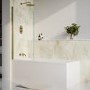 Matt White Single Ended Shower Bath with Front Panel & Brushed Brass Screen 1700 x 700mm - Malden