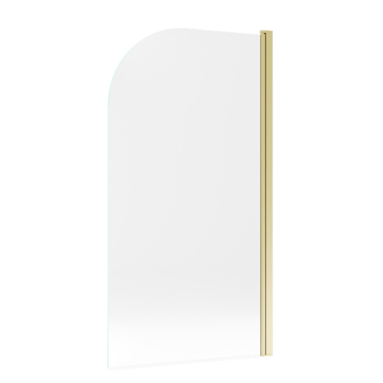 Matt White Single Ended Shower Bath with Front Panel & Brushed Brass Screen 1700 x 700mm - Malden