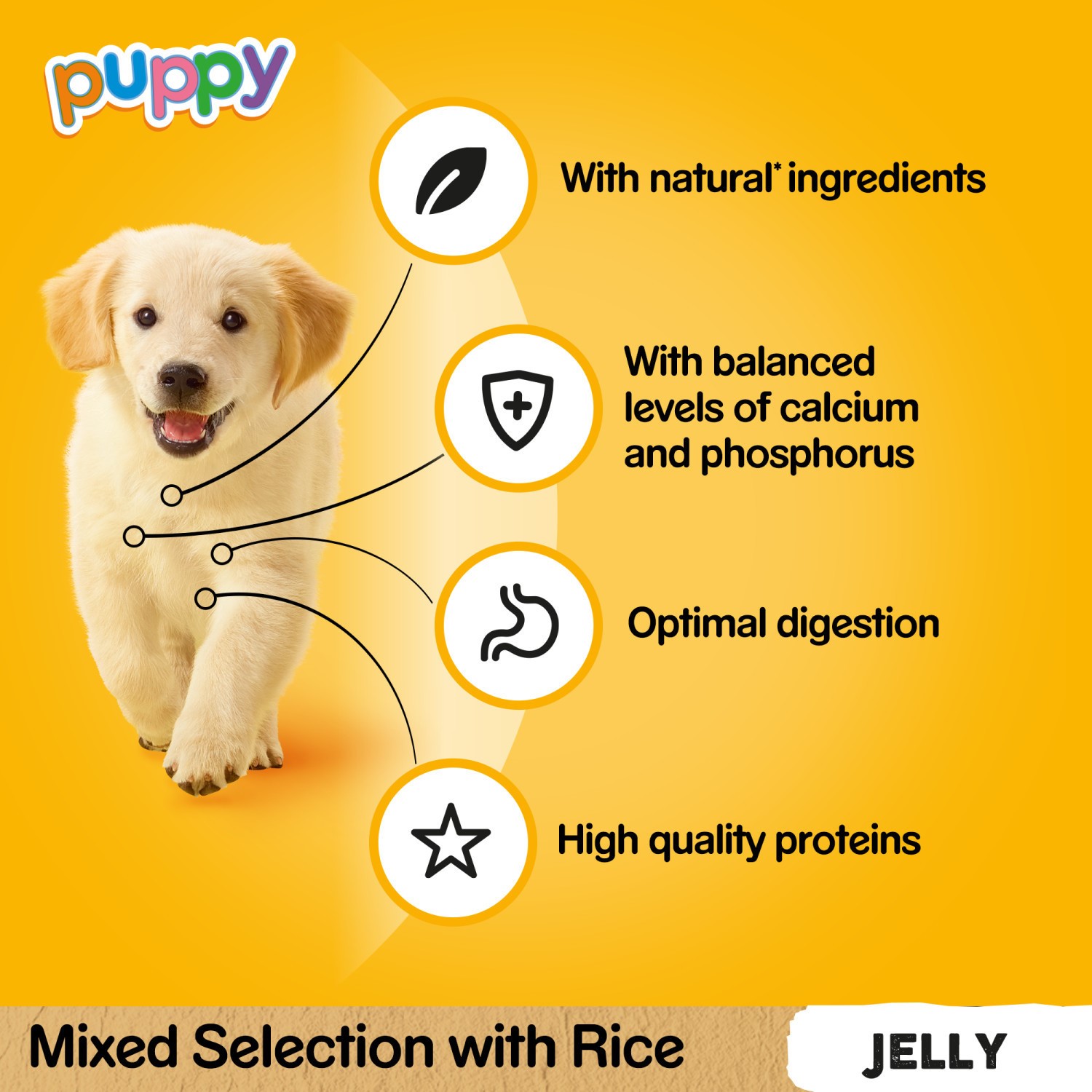 96 x 100g Pedigree Puppy Junior Wet Dog Food Pouches Mixed Selection In Jelly