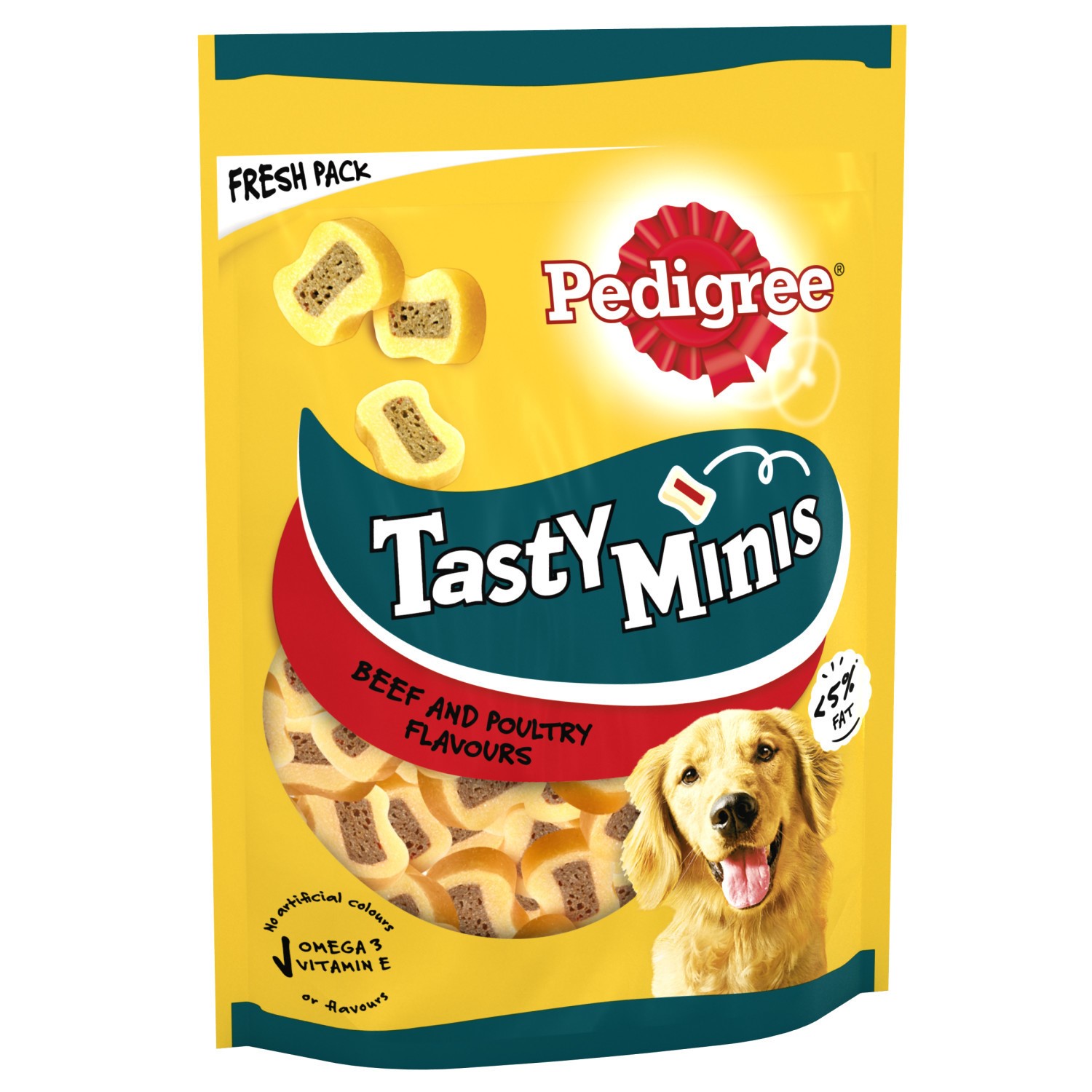 16 x 155g Pedigree Tasty Bites Minis Dog Treats Chewy Slices Beef & Poultry