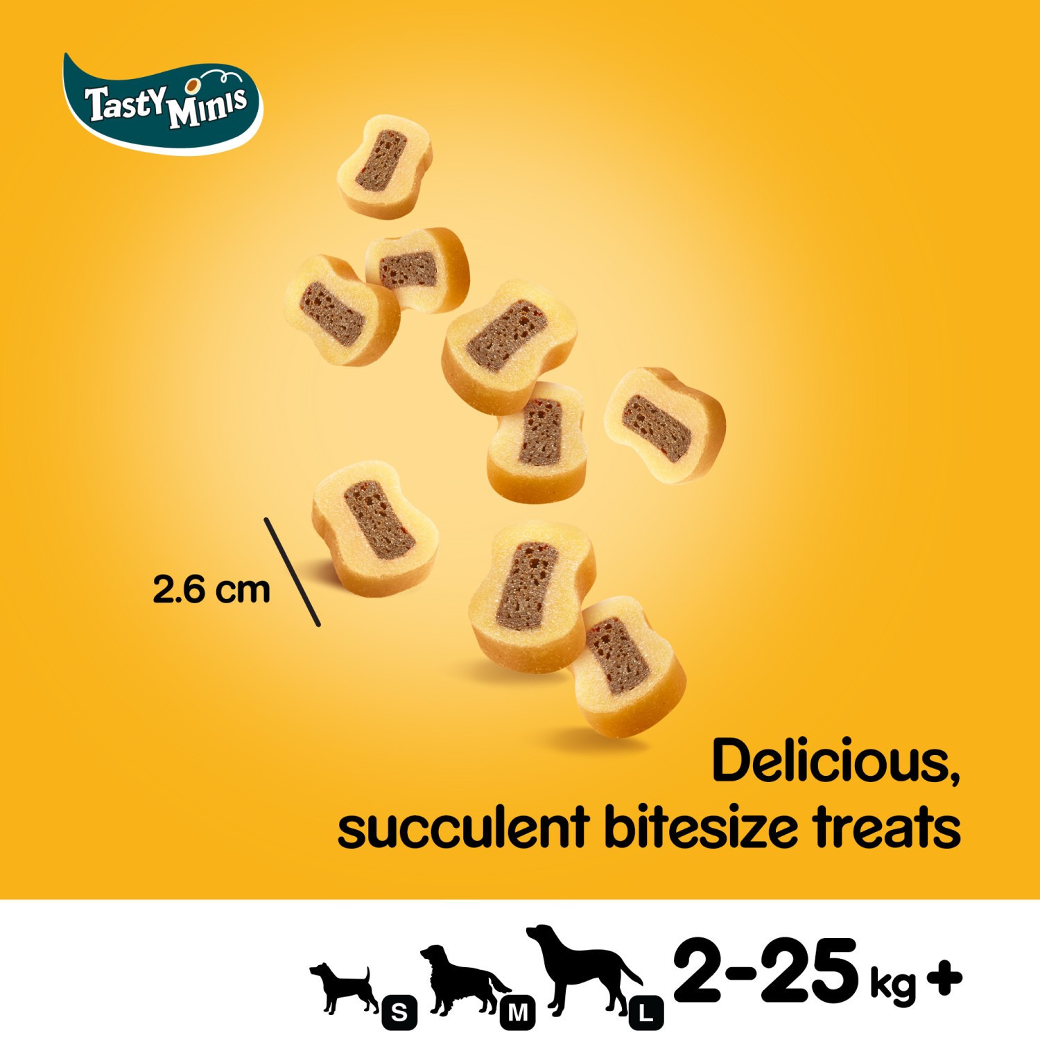 16 x 155g Pedigree Tasty Bites Minis Dog Treats Chewy Slices Beef & Poultry
