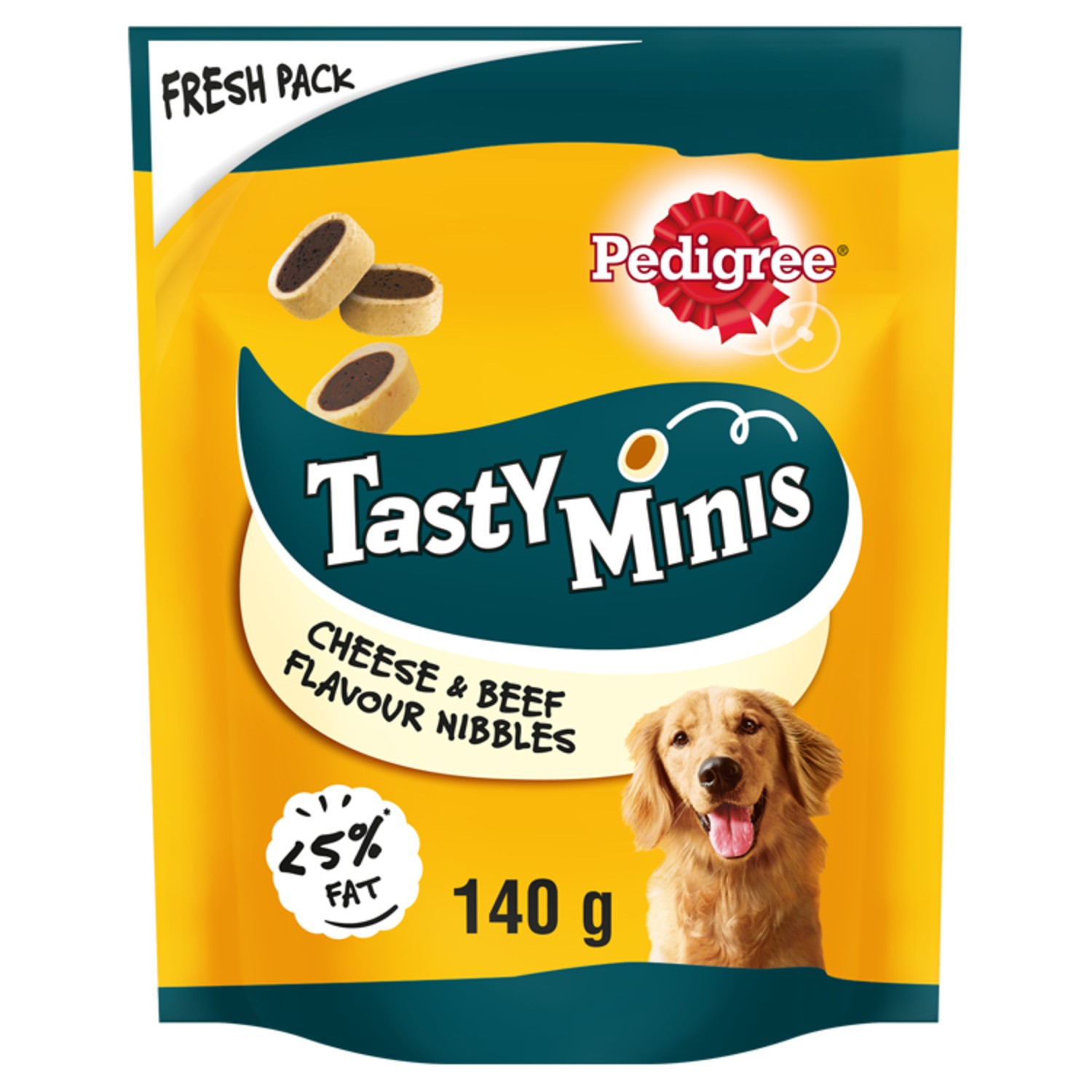 16 x 140g Pedigree Tasty Bites Minis Dog Treats Cheesy Nibbles Cheese & Beef