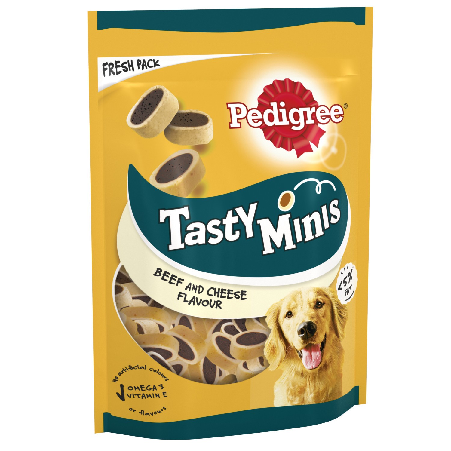16 x 140g Pedigree Tasty Bites Minis Dog Treats Cheesy Nibbles Cheese & Beef