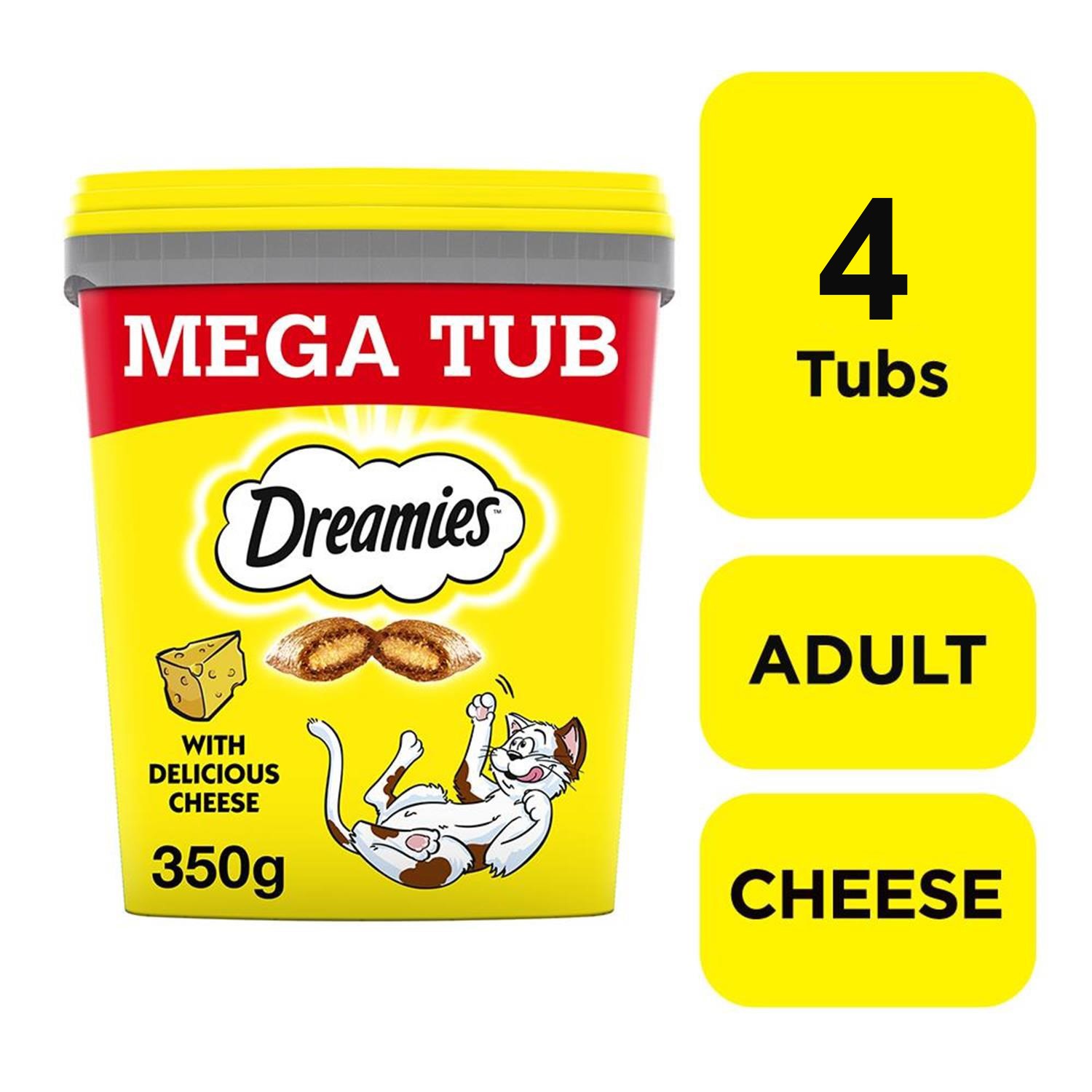 4 x 350g Dreamies Adult Cat Treats Mega Tubs Cheese Cat Biscuits (1.4kg)
