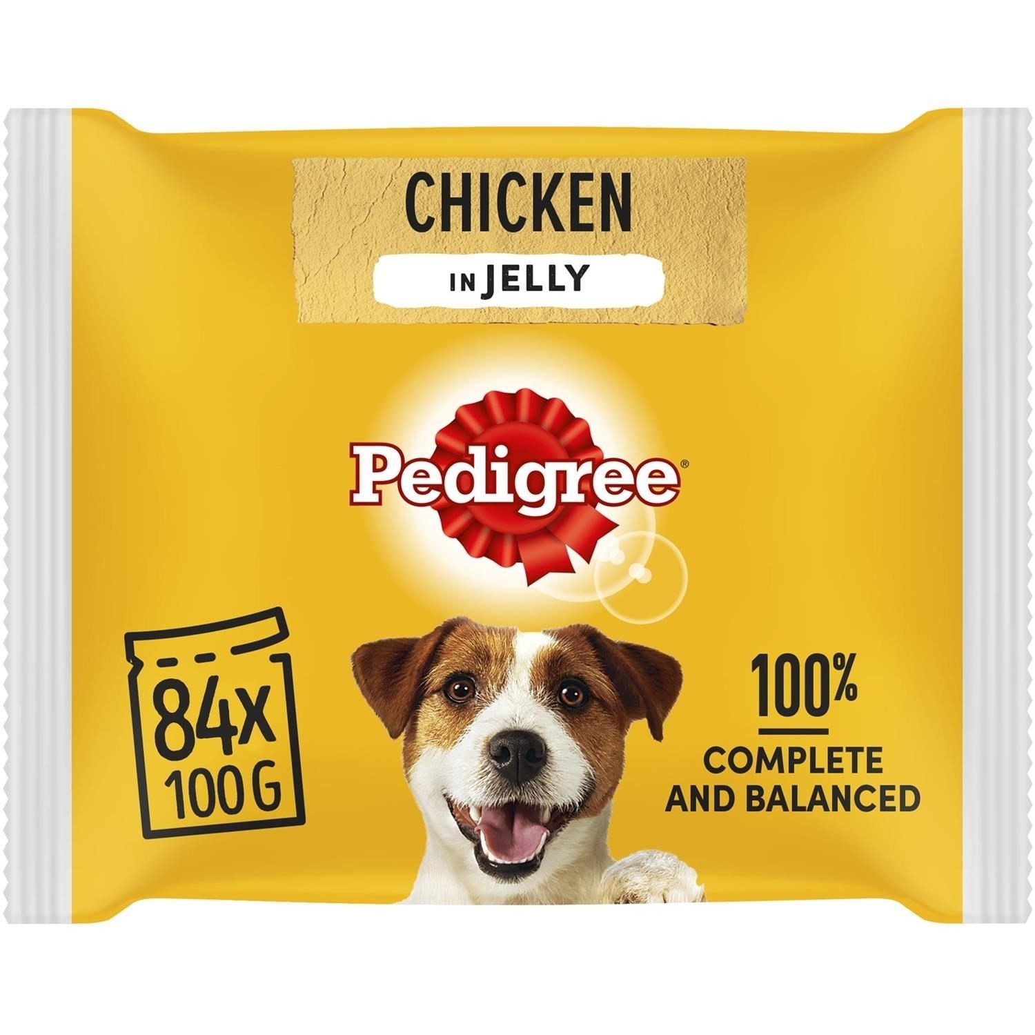 84 x 100g Pedigree Adult Wet Dog Food Pouches Chicken in Jelly