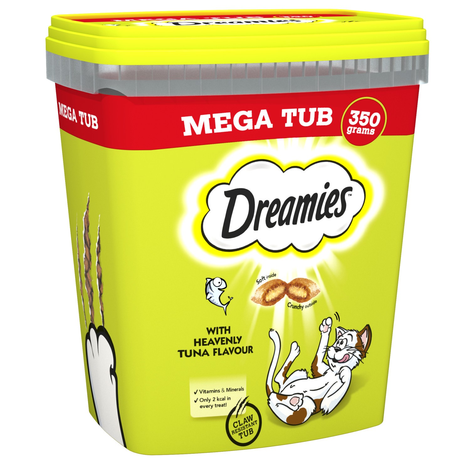 2 x 350g Dreamies Adult Cat Treats Tubs With Tuna Cat Biscuits Total 700g