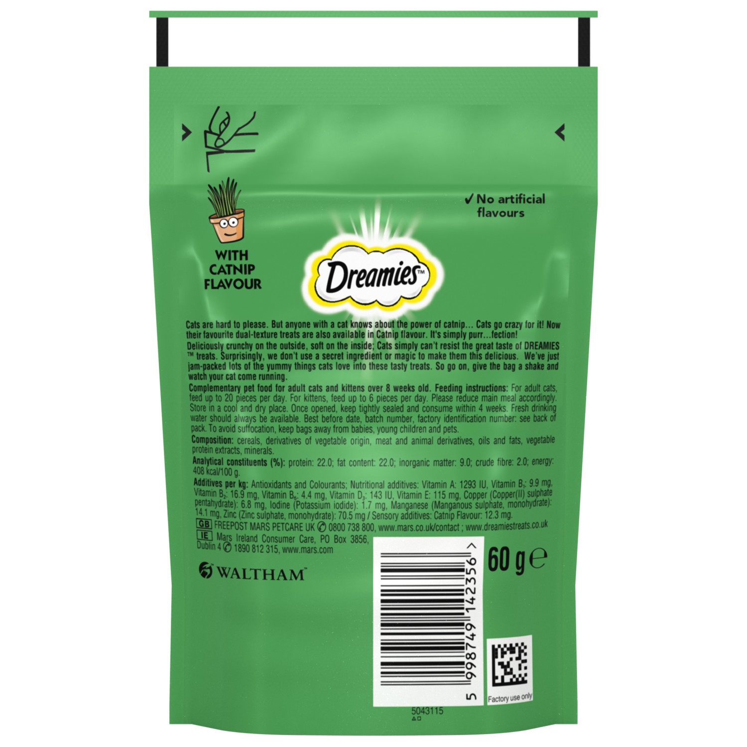 16 x 60g Dreamies Catnip Cat Treats with Vitamins & Minerals Cat Biscuits 960g
