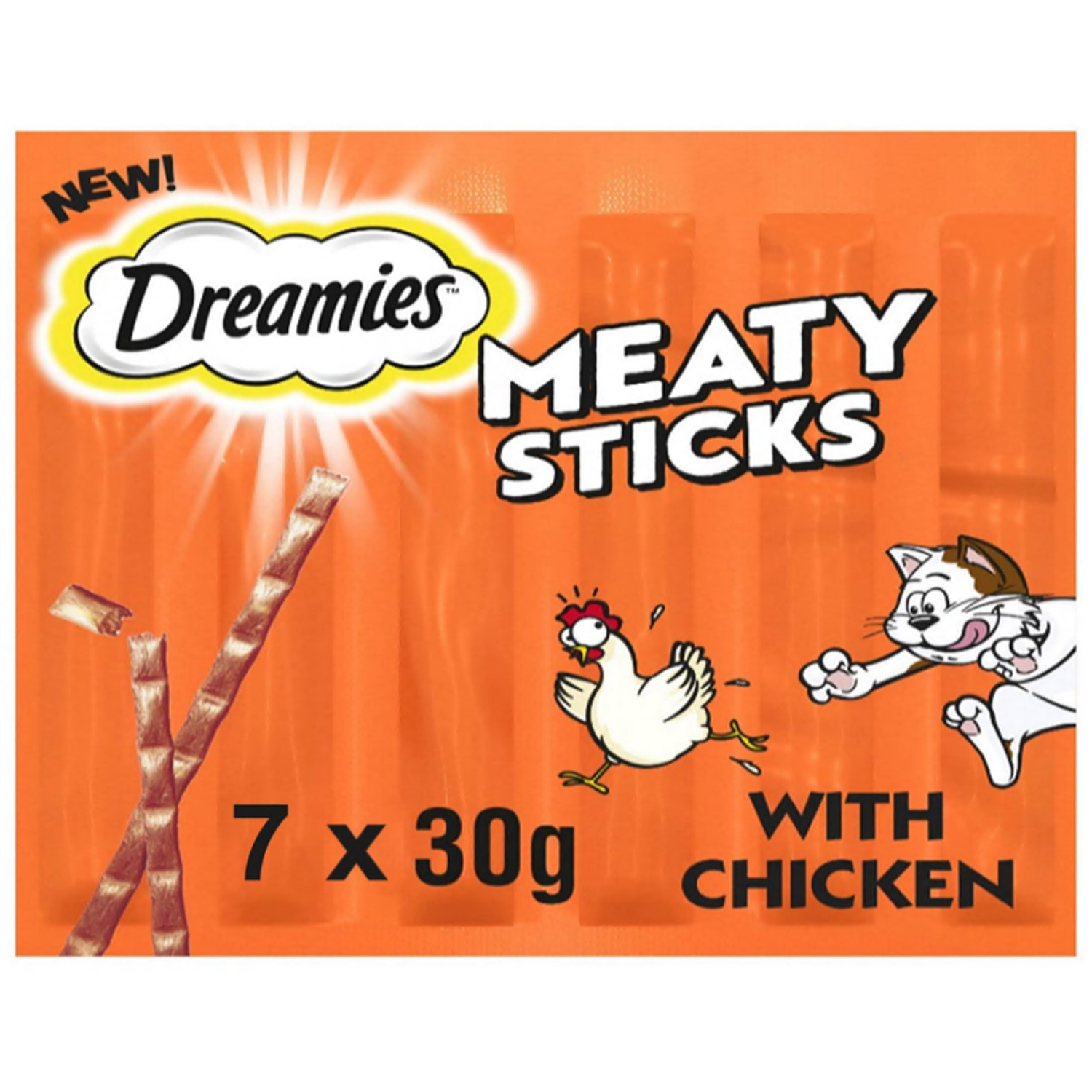 14 x 30g Dreamies Meaty Sticks Chicken & Salmon Cat Treats Cat Sticks Grain Free