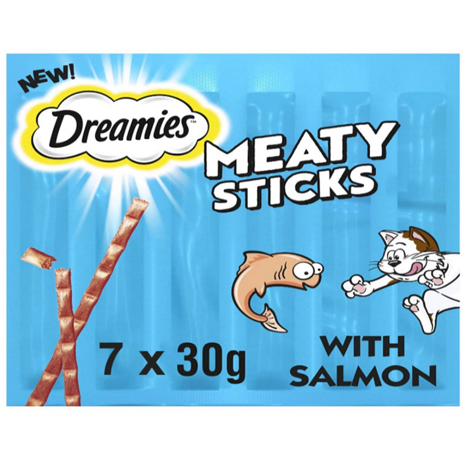 14 x 30g Dreamies Meaty Sticks Chicken & Salmon Cat Treats Cat Sticks Grain Free