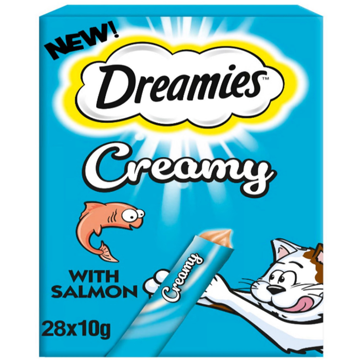 14 x 40g Dreamies Creamy Cat Treats with Chicken & Salmon